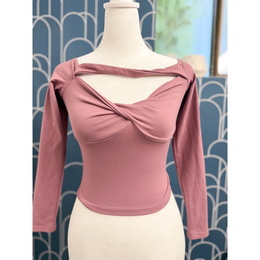 White Fox Mauve XS Crop Top with long sleeves strappy